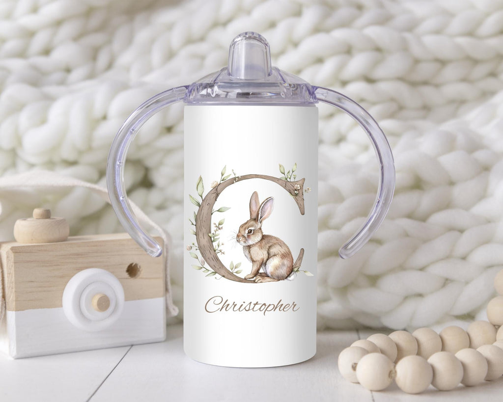 Personalized Woodland Animal Alphabet Sippy Cup: 12oz Toddler Training Tumbler