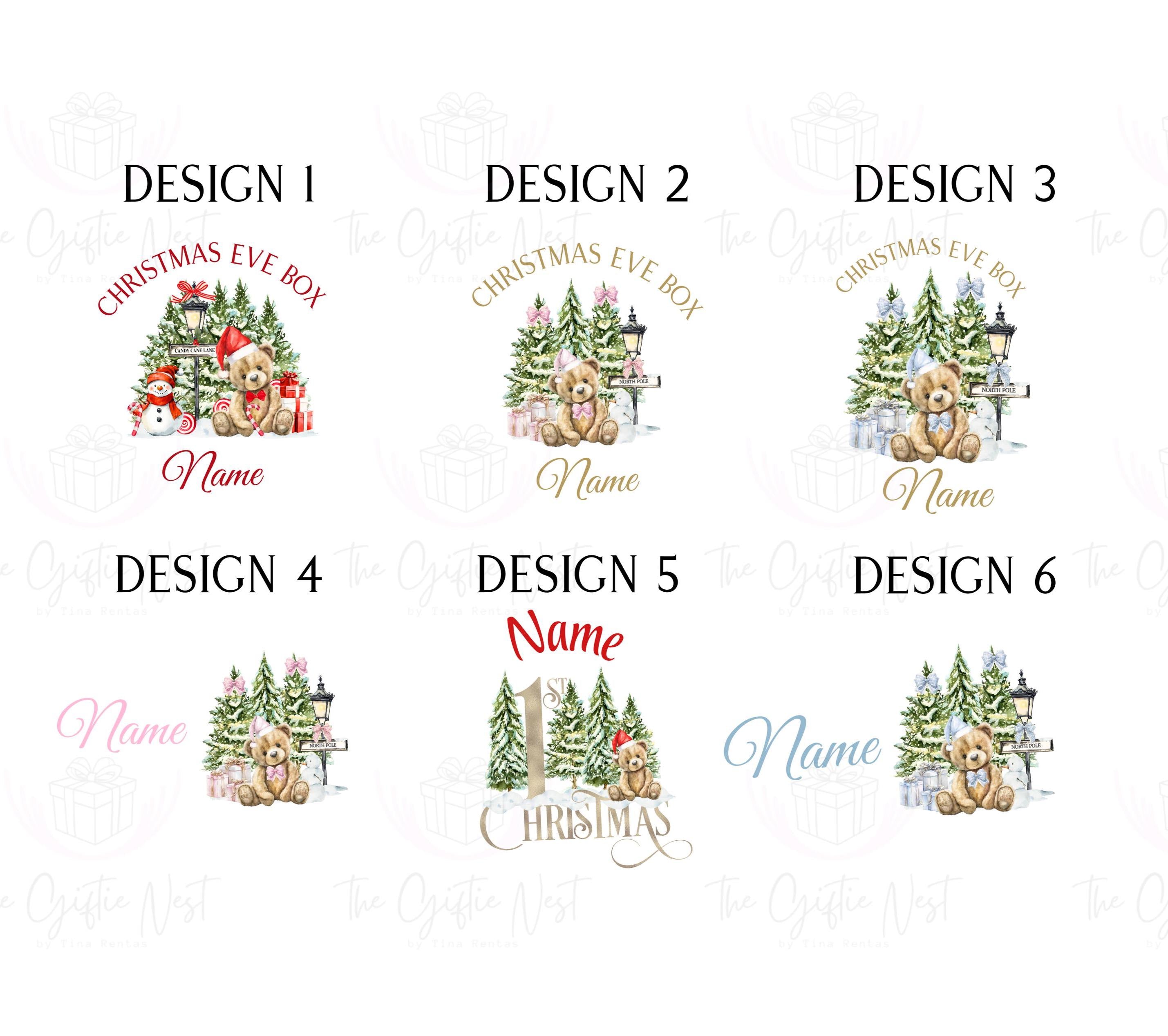 Personalised Christmas Magnetic Box – Teddy Bear Design | Christmas Eve Box for Kids | Keepsake Gift Box in Red, Pink or Blue