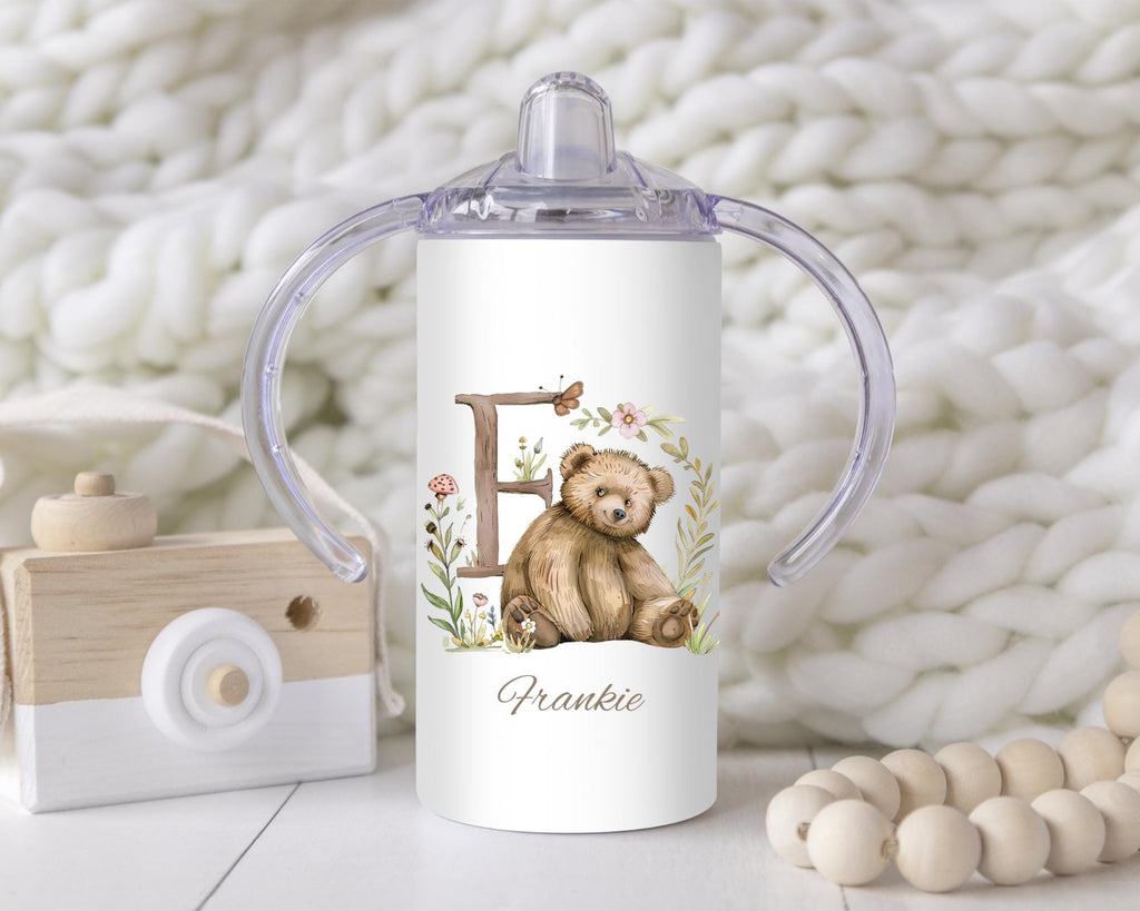 Personalized Woodland Animal Alphabet Sippy Cup: 12oz Toddler Training Tumbler