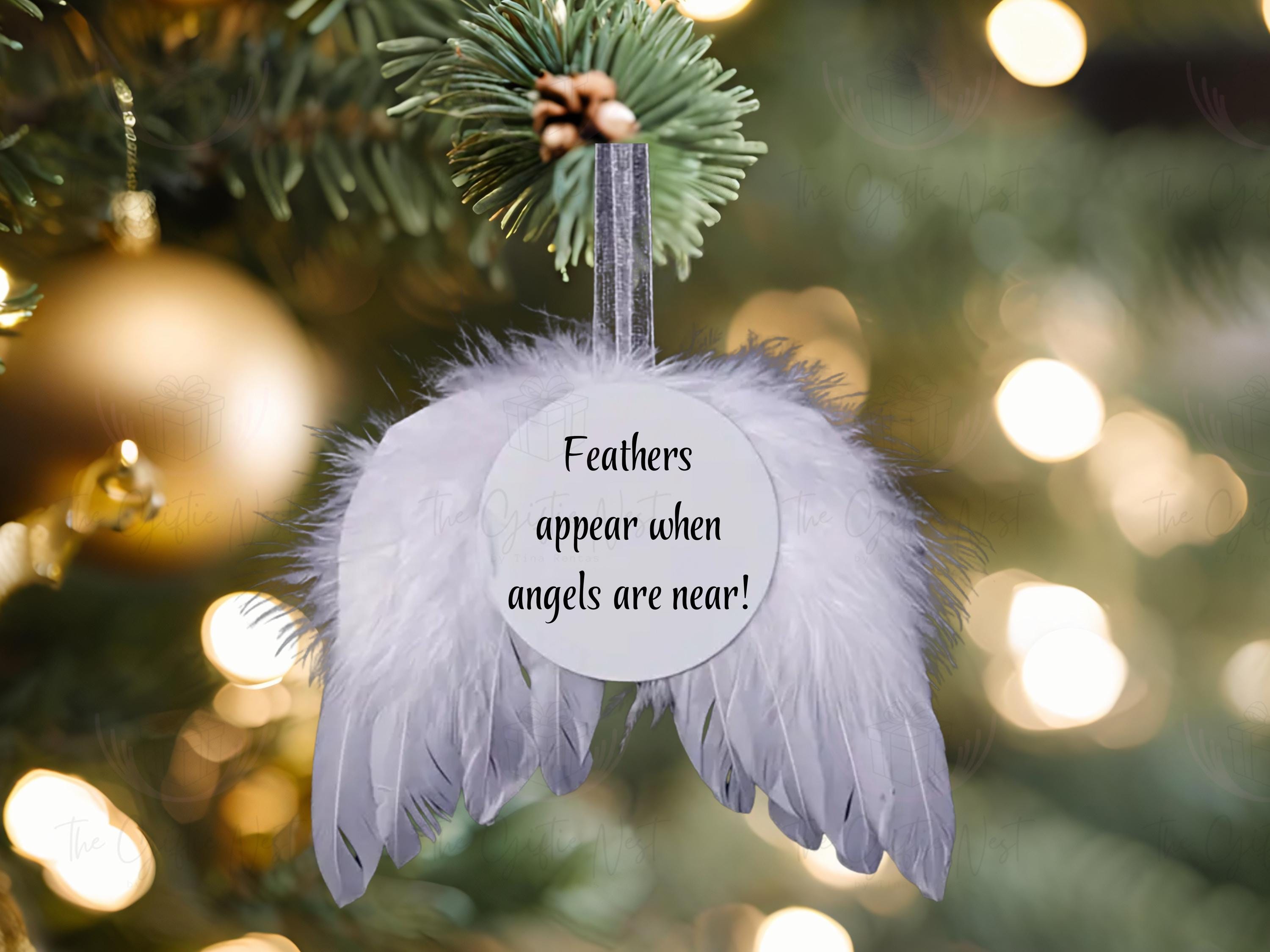 Angel Wings Memorial Ornament – Personalized Christmas Tree Decoration | Photo or Text Keepsake | In Loving Memory Gift