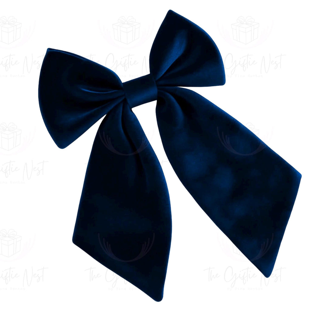 Personalized Velvet Hair Bow | Custom Name Bow for Girls | Red, Navy, Green | Gold or Silver Writing | Christmas Gift, Birthday Accessory