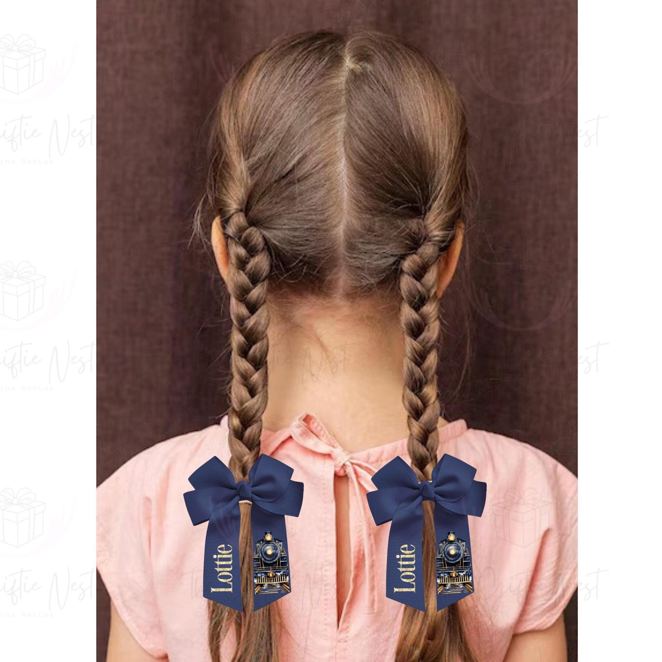 Personalised Christmas Hair Bow with Clip | Custom Holiday Bow for Girls | Festive Santa, Reindeer & Elf Design | Gift Box Filler