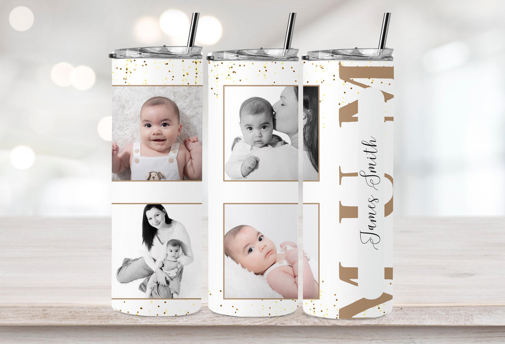 Custom 20oz Tumbler For Mother With Photo, Photo Collage Mum Tumbler, Personalised Mothers Day Gift, Custom Sublimated Water Tumbler