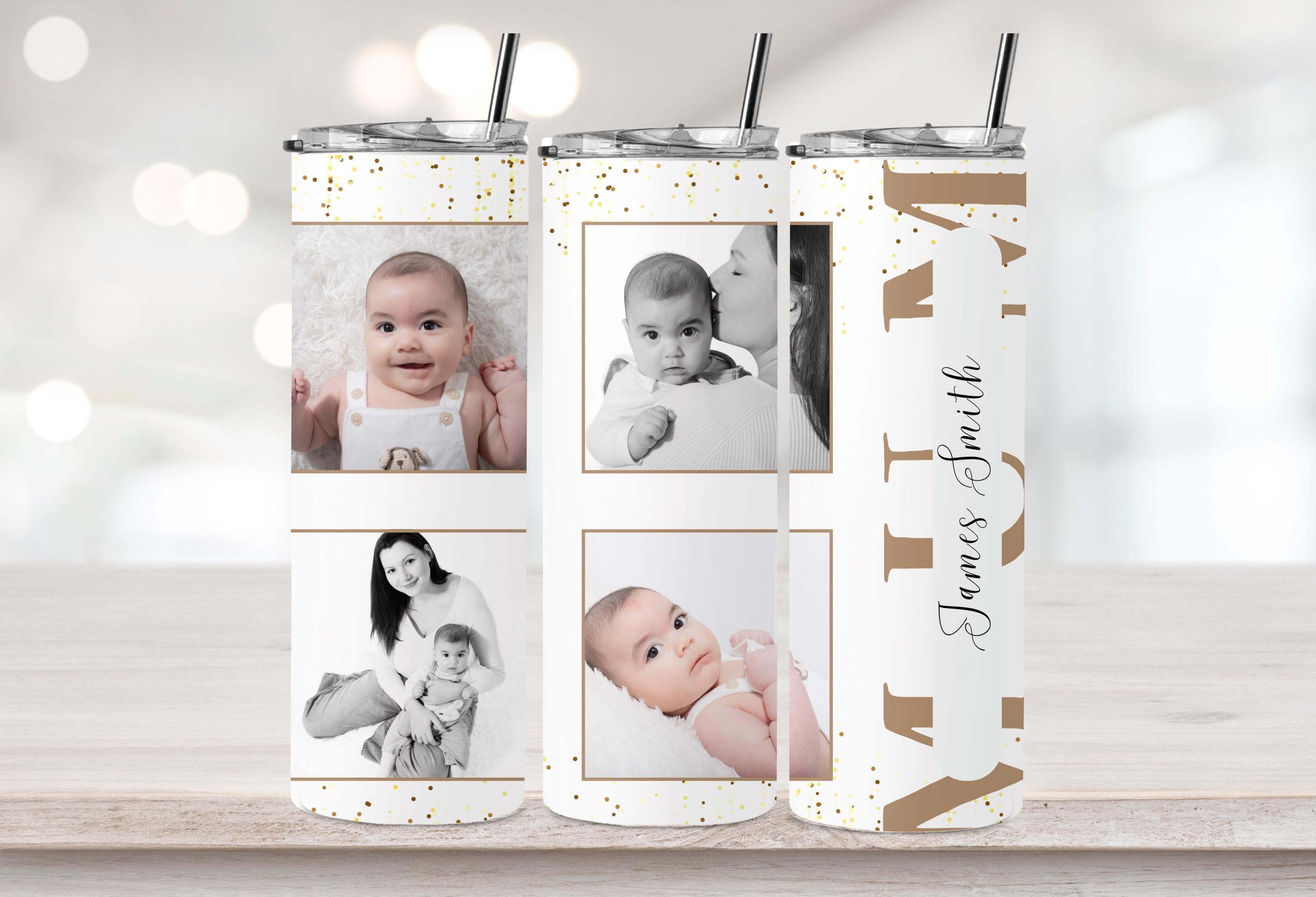 Custom 20oz Tumbler For Mother With Photo, Photo Collage Mum Tumbler, Personalised Mothers Day Gift, Custom Sublimated Water Tumbler