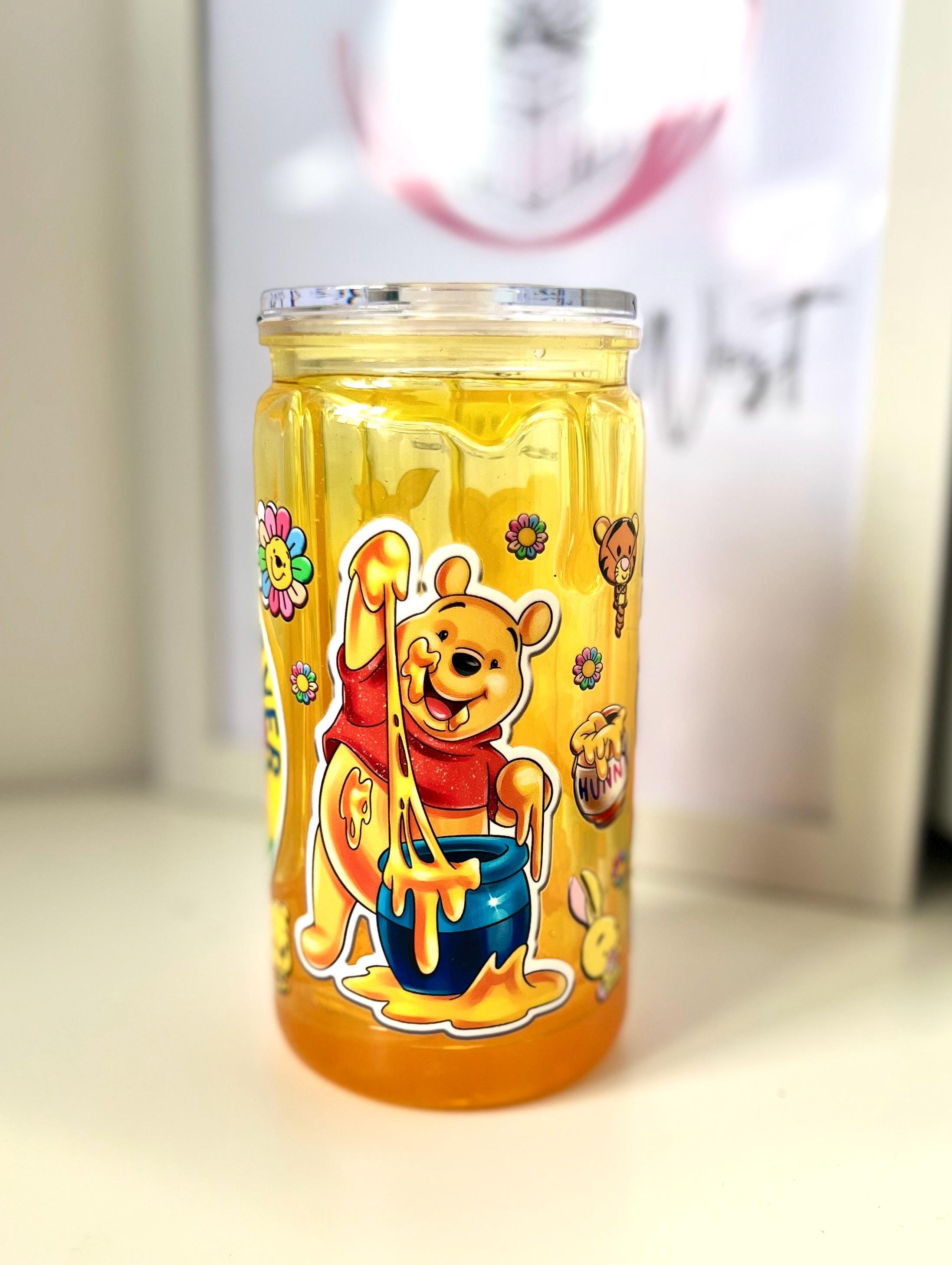 Honey Drip Effect Snow Globe Libbey Tumbler  | Friends Forever Bear-Inspired Cup | Yellow Fun Plastic Cup For Iced Drinks