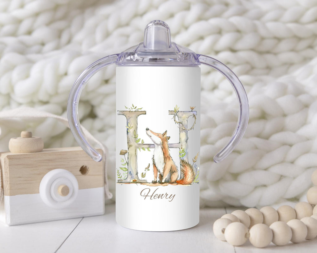Personalized Woodland Animal Alphabet Sippy Cup: 12oz Toddler Training Tumbler